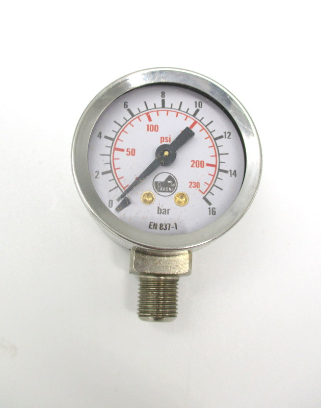 CHROME-PLATED RAD. PRESS.GAUGE DN40 0-16 BAR ALUMINIUM WHITE DIA