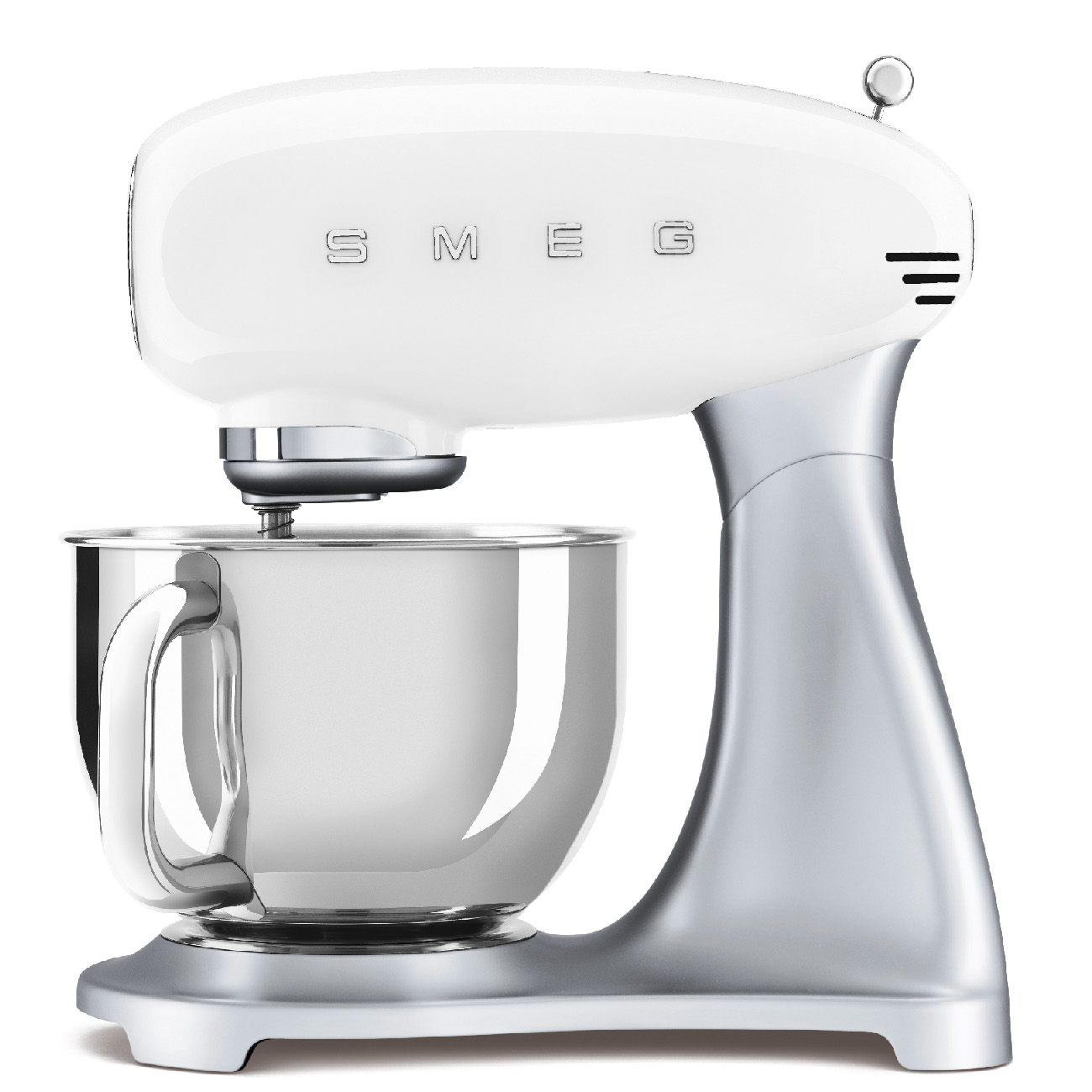 Deutliche Gebrauchsspuren: SMEG Küchenmaschine SMF04WH 50's weiß