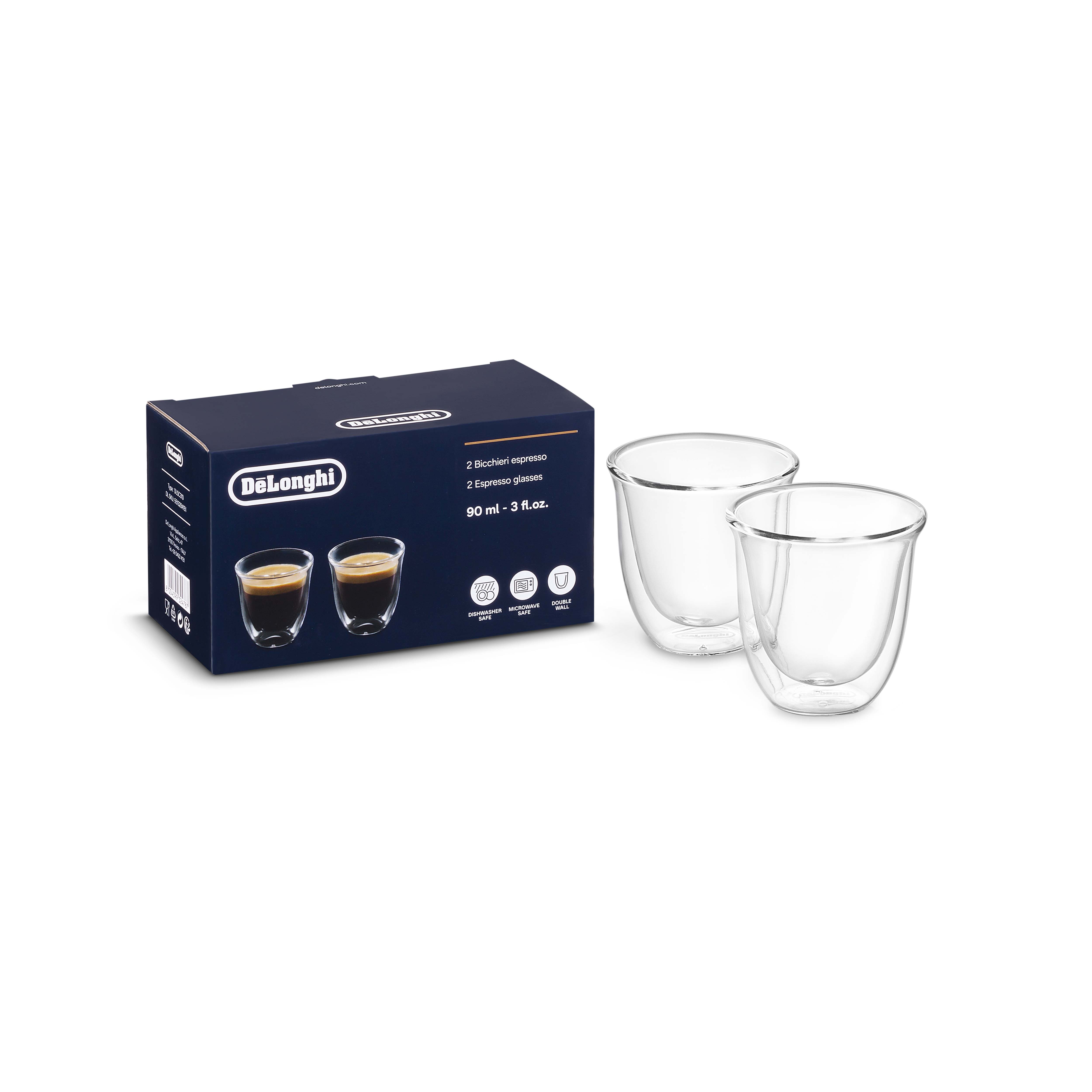 De’Longhi DLSC310 – 2er-Set Doppelwandige 90 ml Trinkgläser