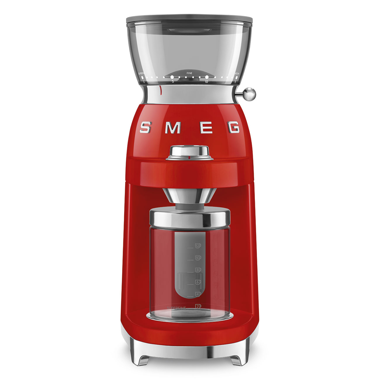 Gebrauchsspuren: SMEG CGF03 Kaffeemühle rot 50's Style