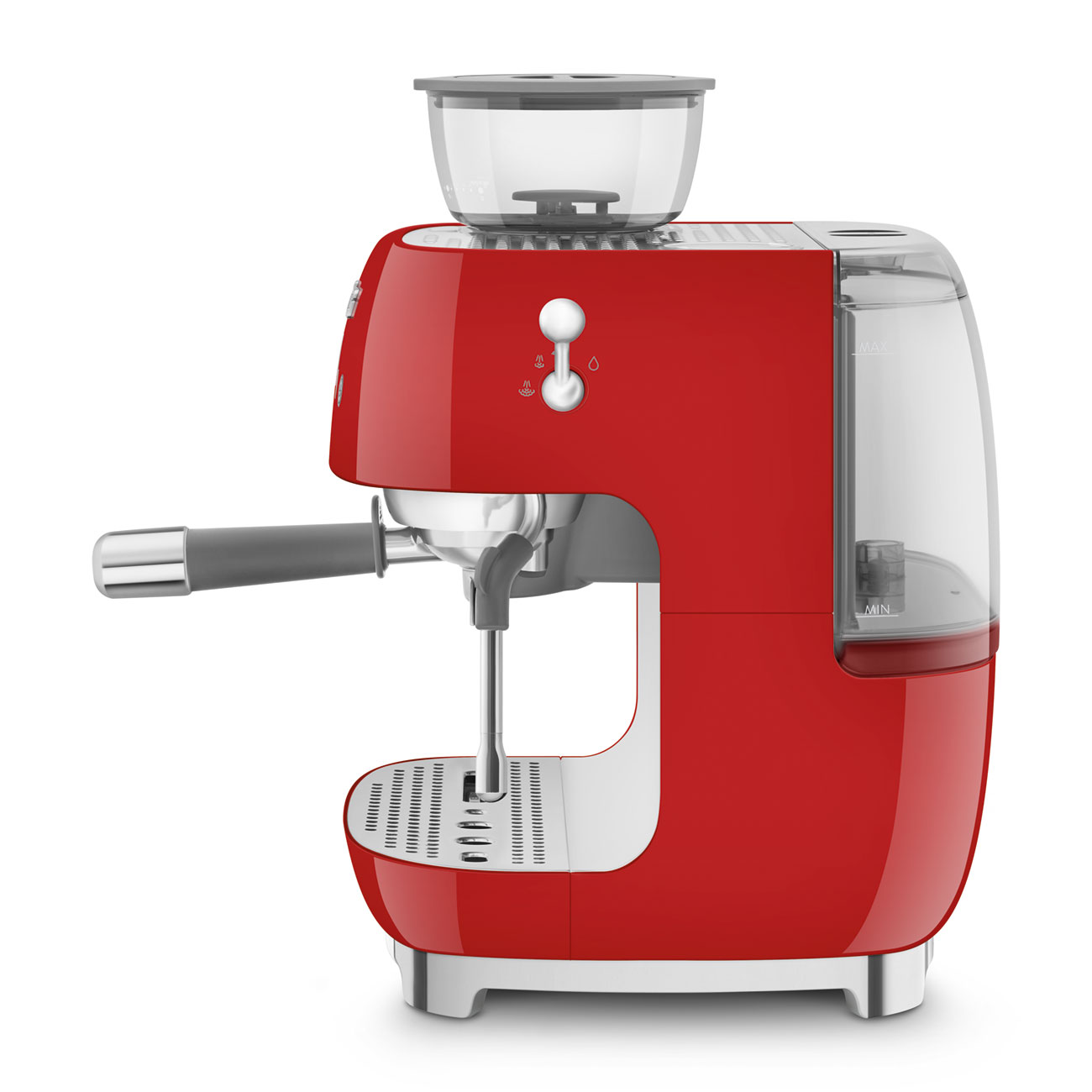 Deutliche Gebrauchsspuren: Espressomaschine mit Mahlwerk Rot