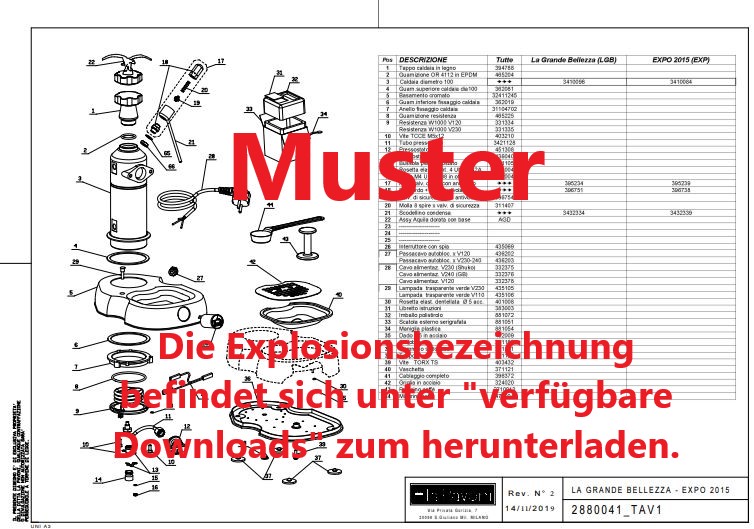 Explosionszeichnung Kube Mill LPGKBM01