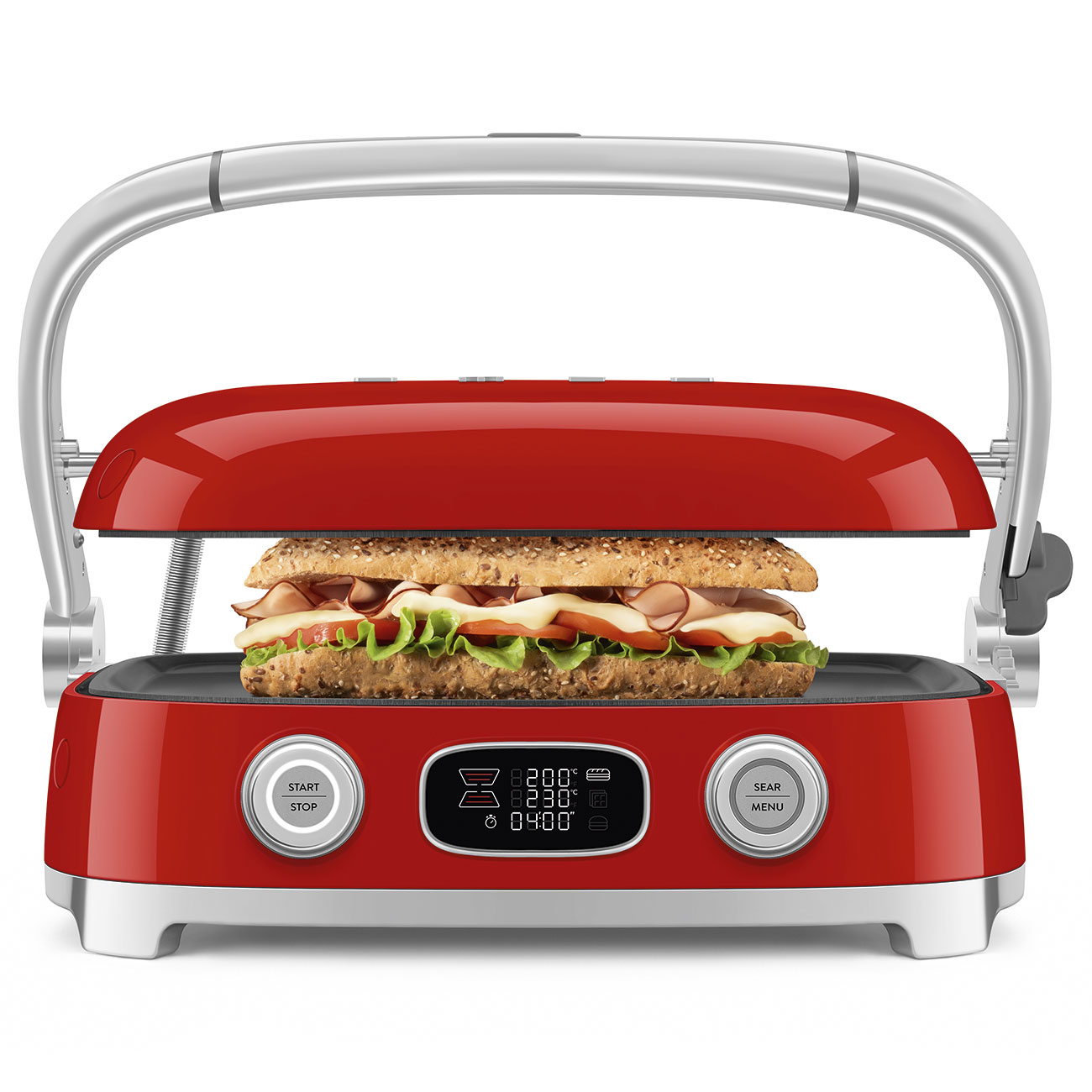 Gebraucht - Wie neu: SMEG Kontaktgrill MGF01RDEU rot