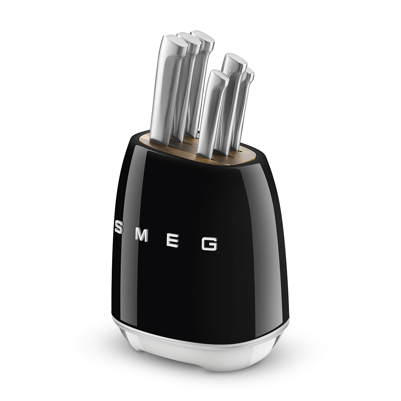 Deutliche Gebrauchsspuren:SMEG KBSF02BL Messerblock 50's schwarz