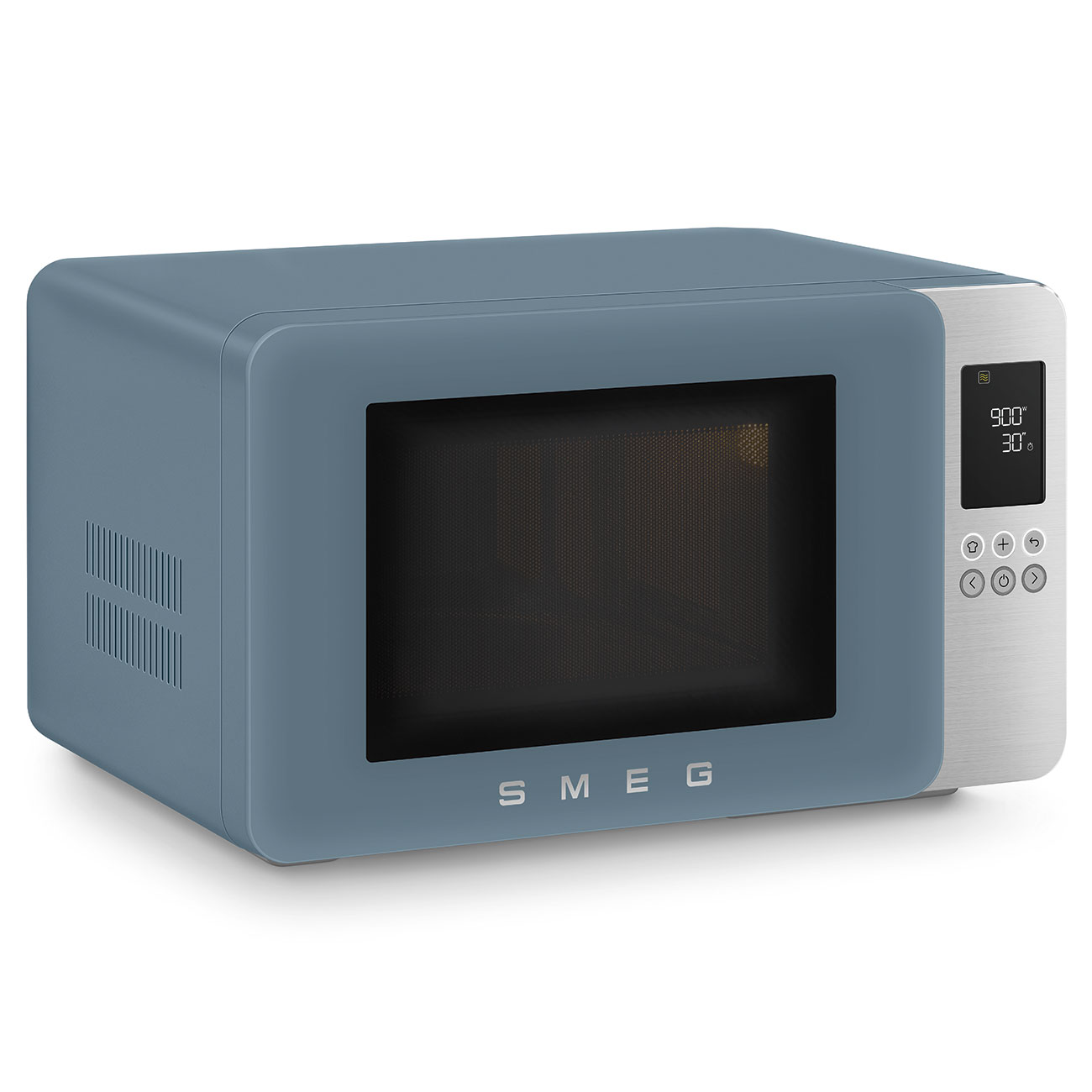 Deutliche Gebrauchsspuren: SMEG 50's Mikrowelle MOC01SBM blau