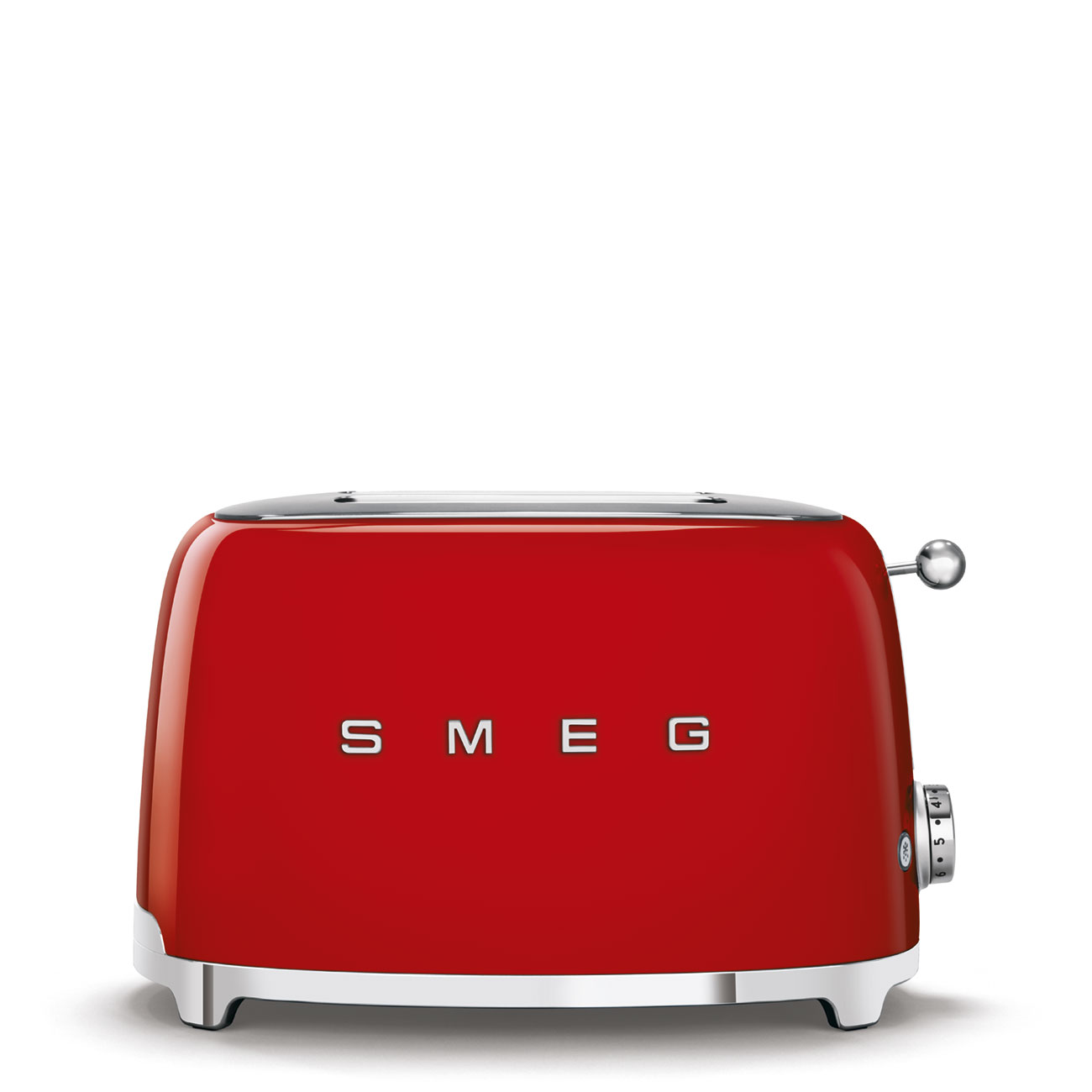 Slight signs of wear: SMEG 2-slice toaster, red glossy