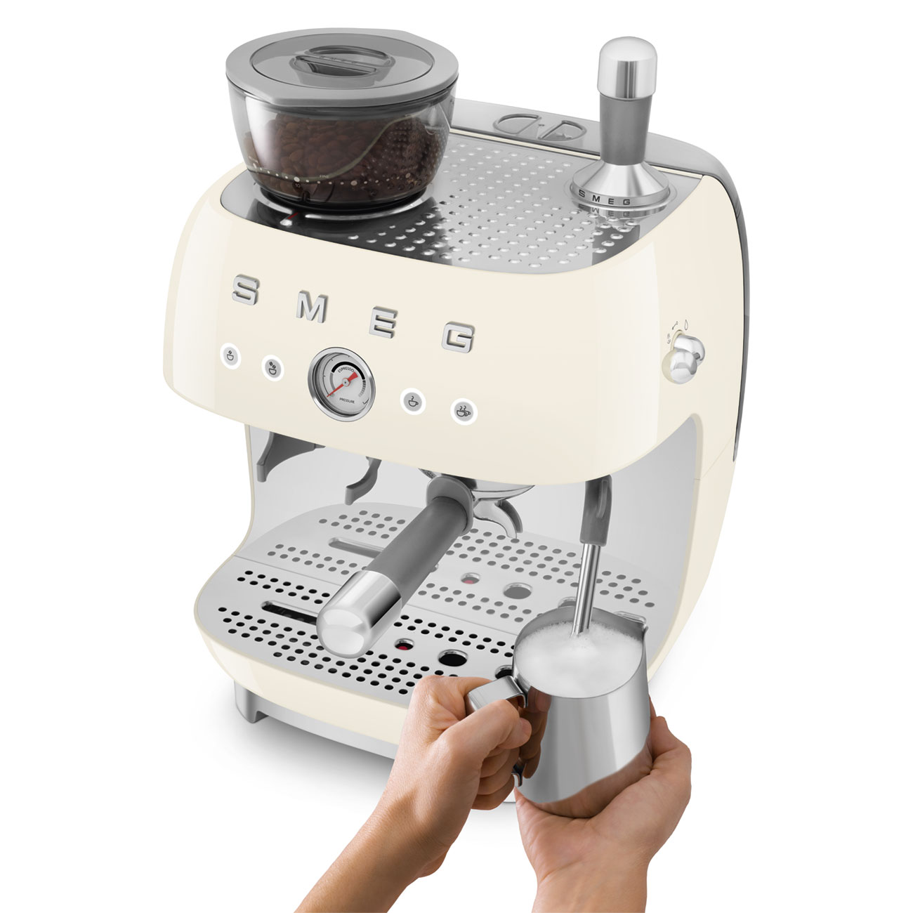 Gebraucht - Wie neu: Espressomaschine mit Mahlwerk EGF03 Creme