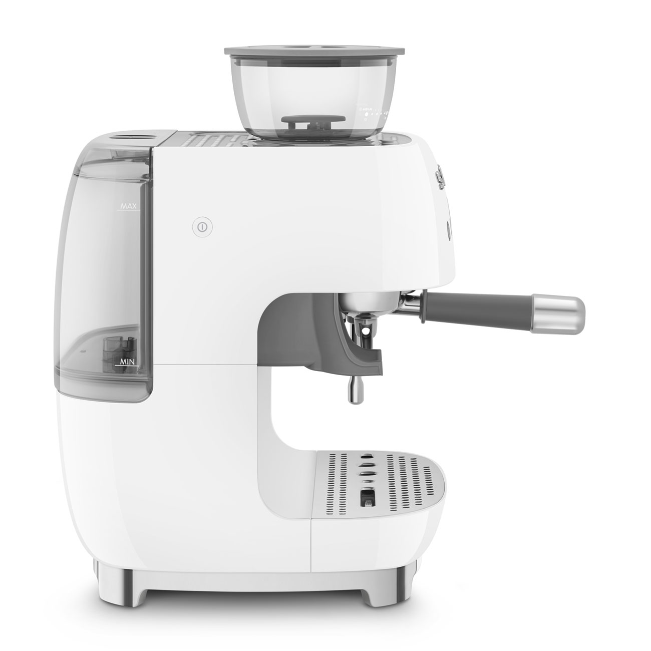Deutliche Gebrauchsspuren: Espressomaschine mit Mahlwerk Weiß