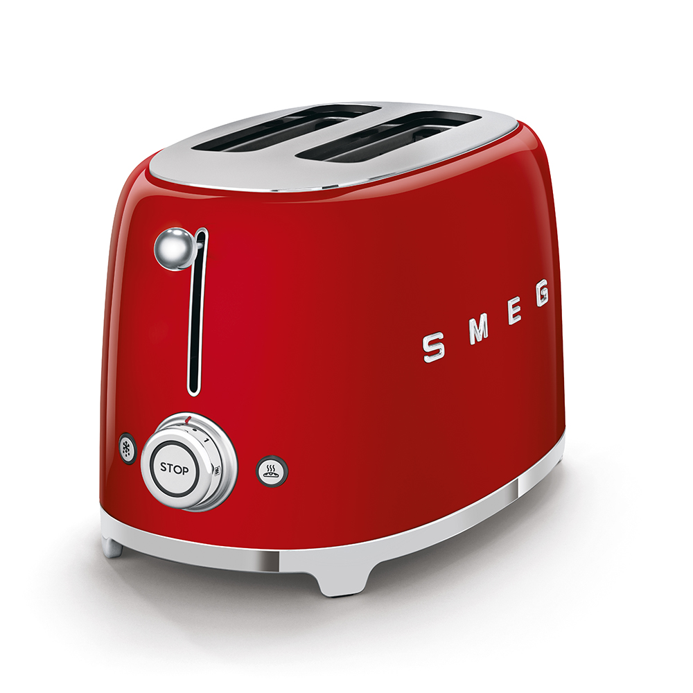 Slight signs of wear: SMEG 2-slice toaster, red glossy