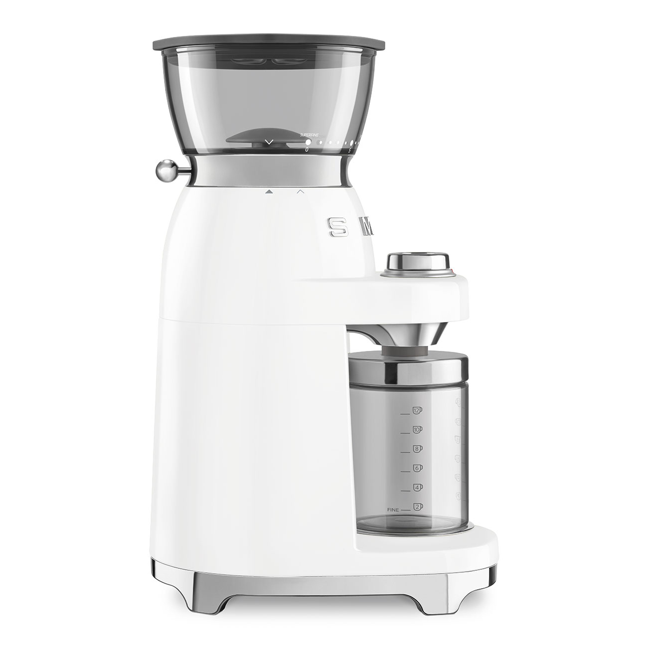 Deutliche Gebrauchsspuren: SMEG Kaffeemühle weiß 50's Style