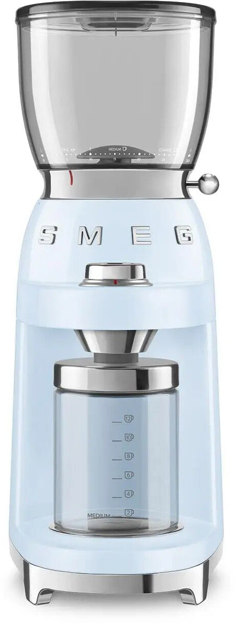 Deutliche Gebrauchsspuren: SMEG Kaffeemühle pastellblau 50's