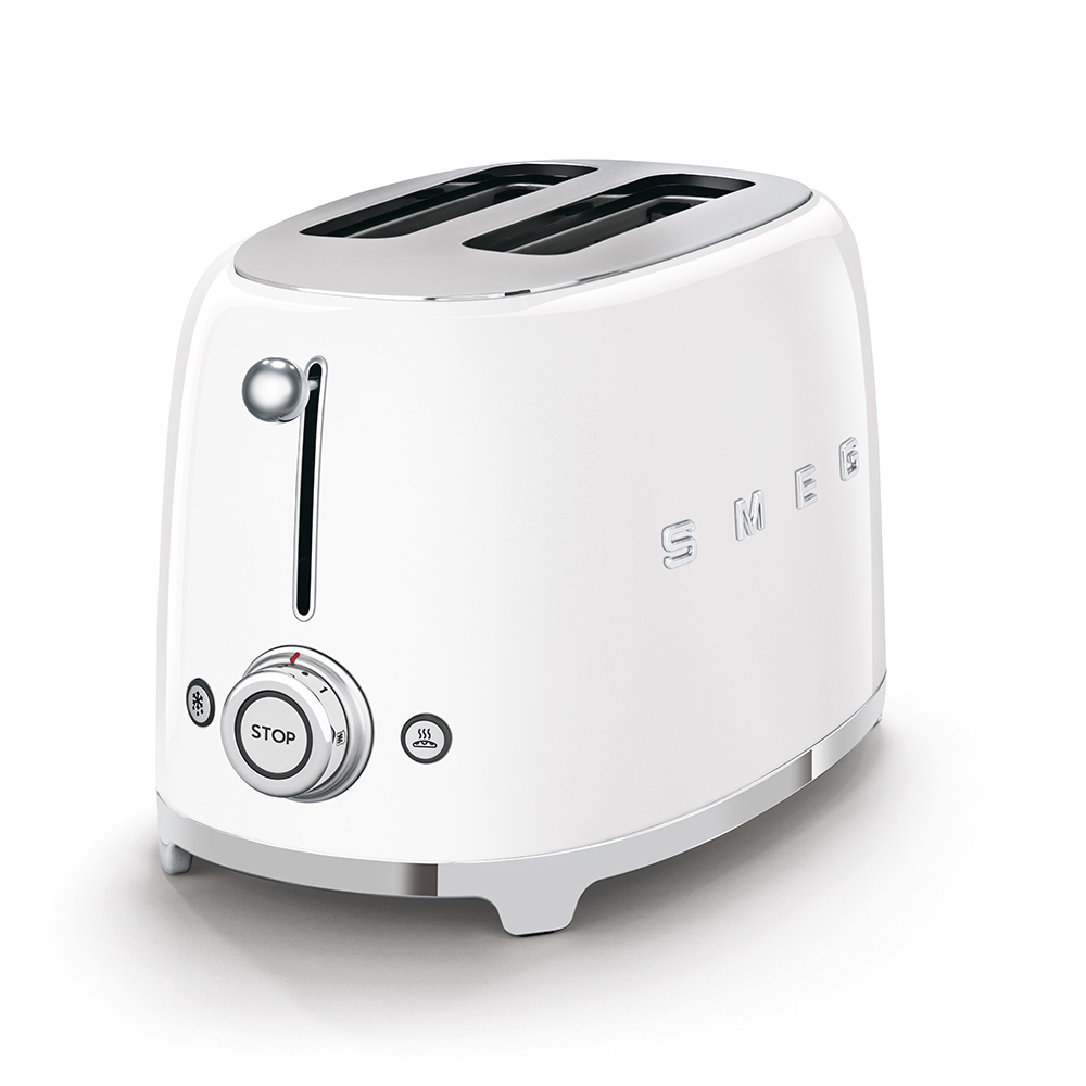 Slight signs of wear: SMEG 2-slice toaster, white glossy
