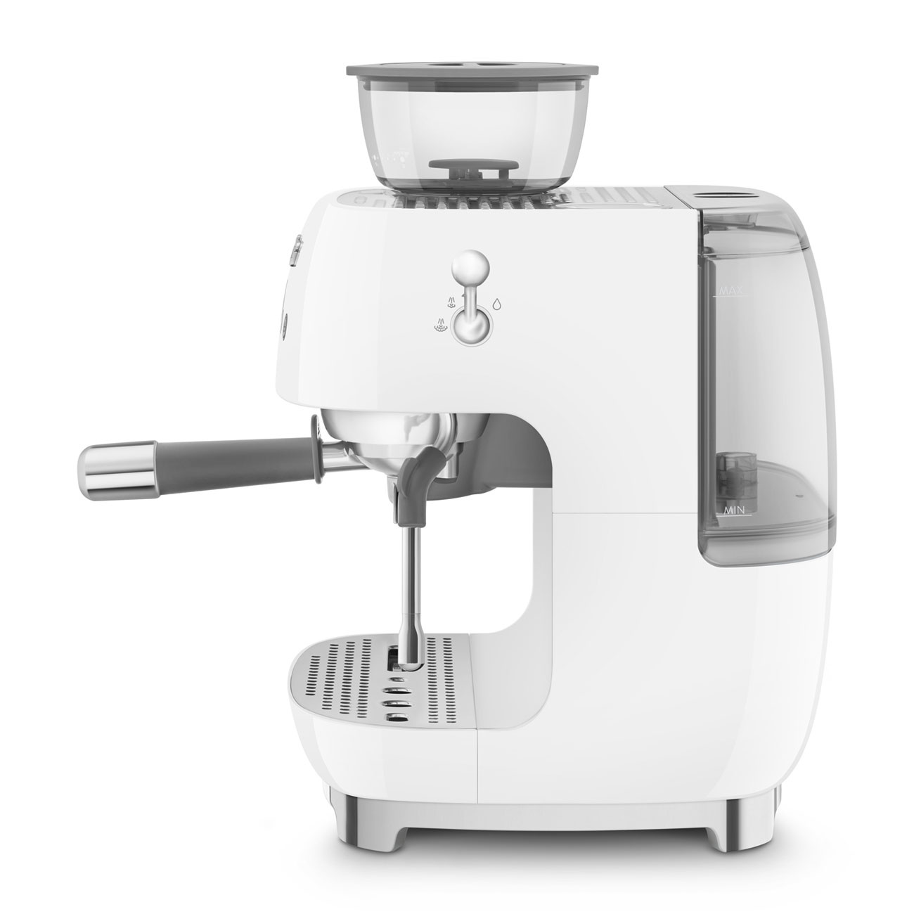 Deutliche Gebrauchsspuren: Espressomaschine mit Mahlwerk Weiß