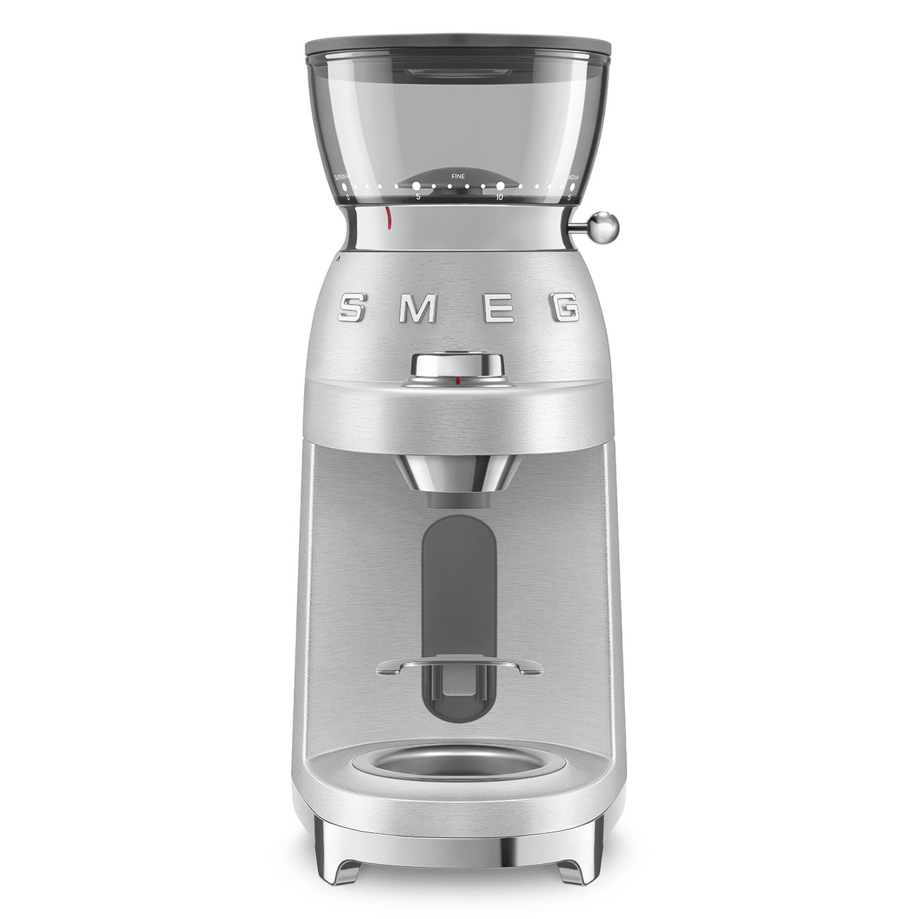 Deutliche Gebrauchsspuren: SMEG Kaffeemühle Aluminium 50's Style
