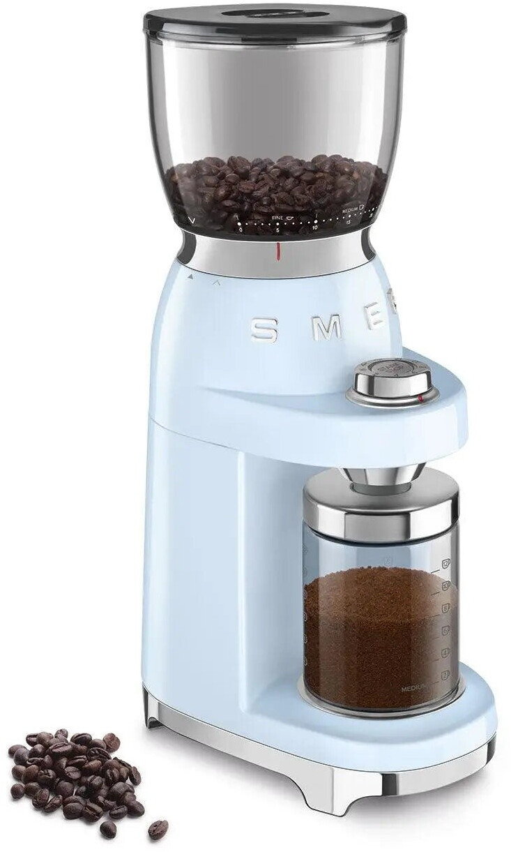 Leichte Gebrauchsspuren: SMEG Kaffeemühle pastellblau 50's Style