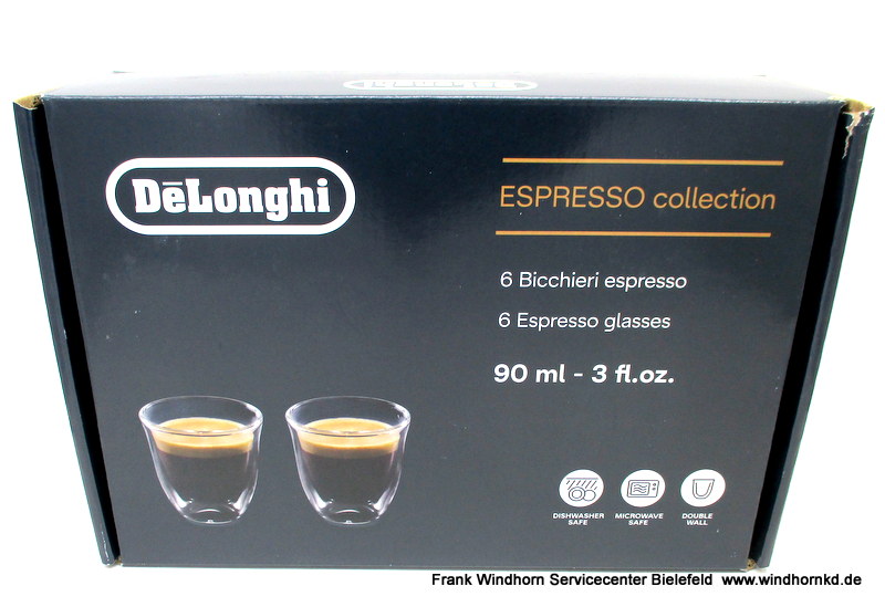 De’Longhi 5513284431 Gläser 90 ml – Doppelwandige Trinkgläser 