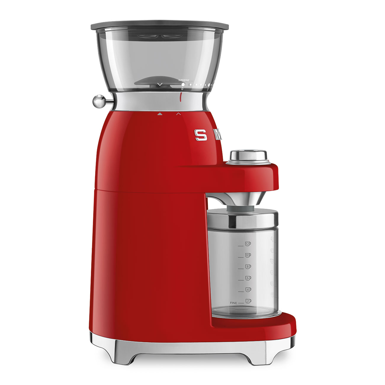 Gebrauchsspuren: SMEG CGF03 Kaffeemühle rot 50's Style