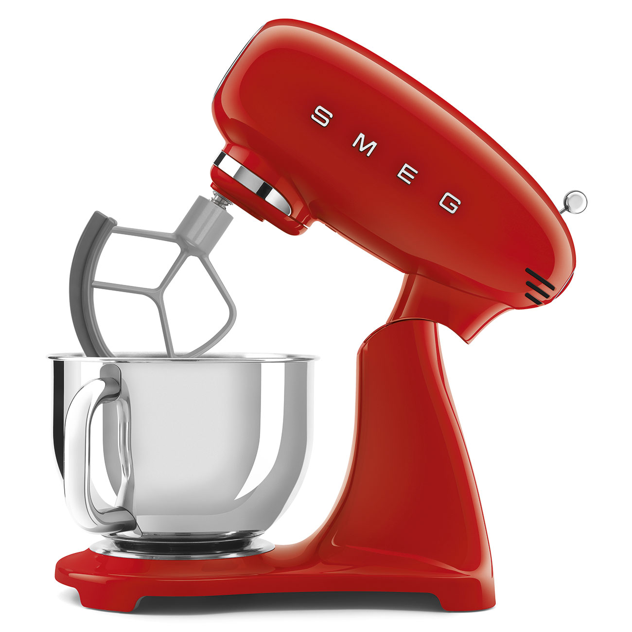 Deutliche Gebrauchsspuren: SMEG Küchenmaschine SMF05RD 50's rot